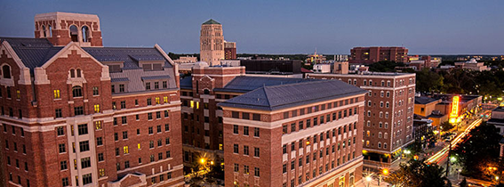 Photo of central campus skyline taken from the northwest